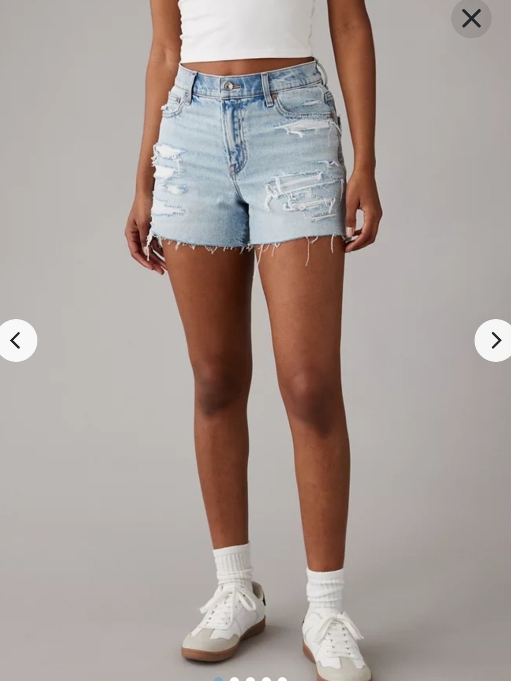 Light Blue Distressed Denim Shorts - Women's Casual Summer Shorts